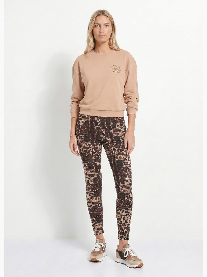 Legging taille élastiquée jacquard peau de bête - Afibel Beige/Noir - Kiabi