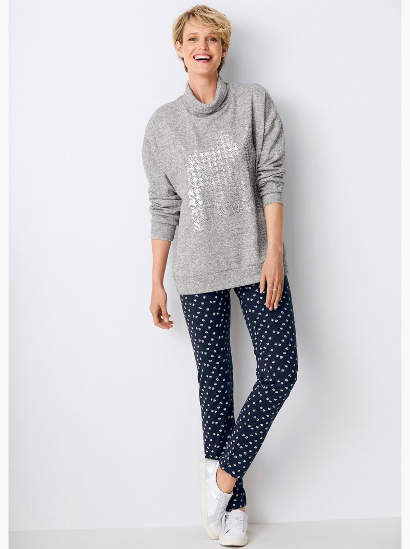 Legging taille élastiquée jersey coton - Afibel Bleu - Kiabi