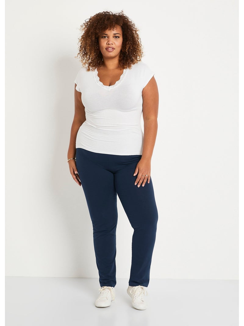 Legging taille élastiquée jersey coton - Afibel Bleu marine - Kiabi