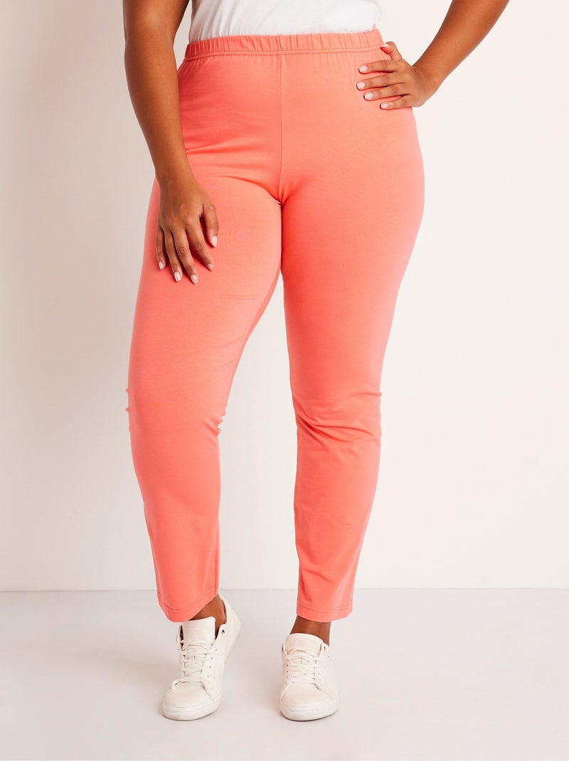 Legging taille élastiquée jersey coton Orange corail - Kiabi