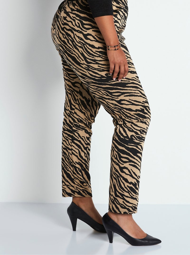 Legging taille élastiquée maille jacquard Beige - Kiabi