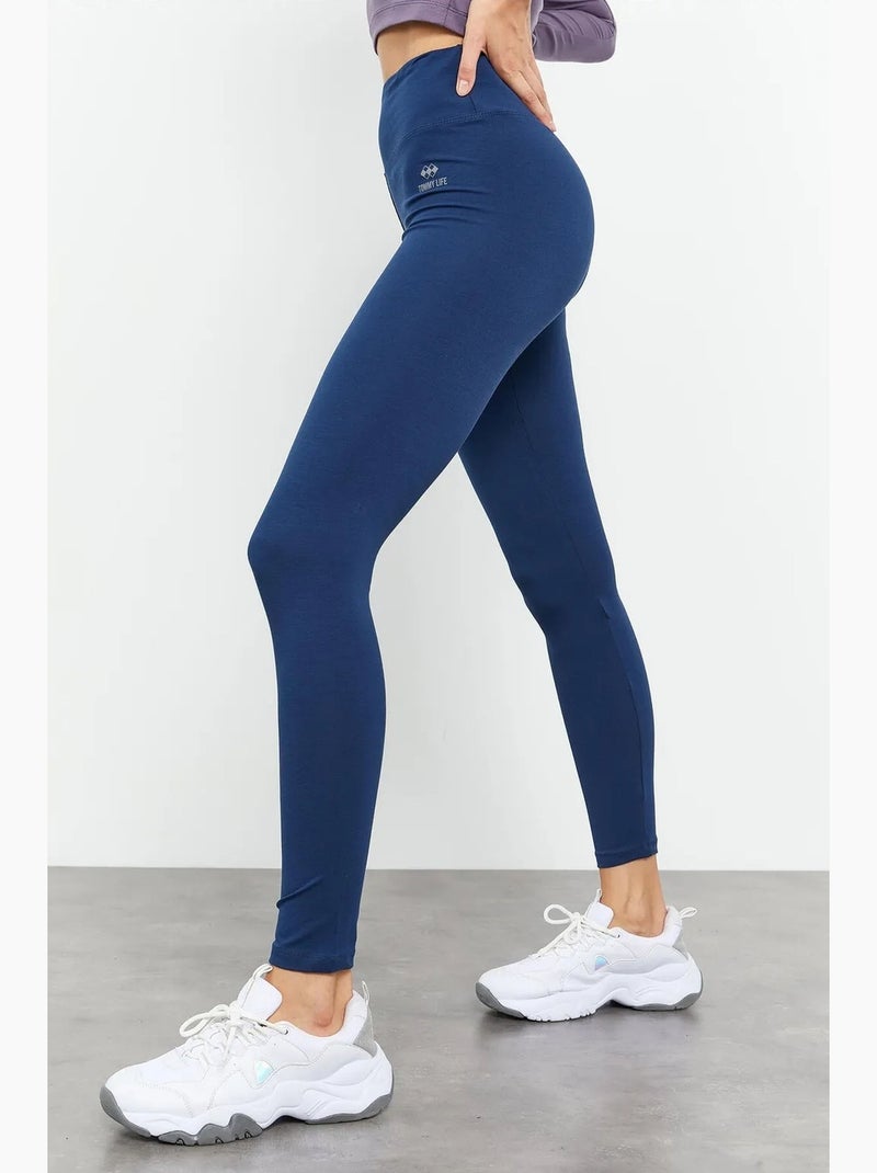 Legging taille haute en coton et élasthanne tommy Bleu marine - Kiabi