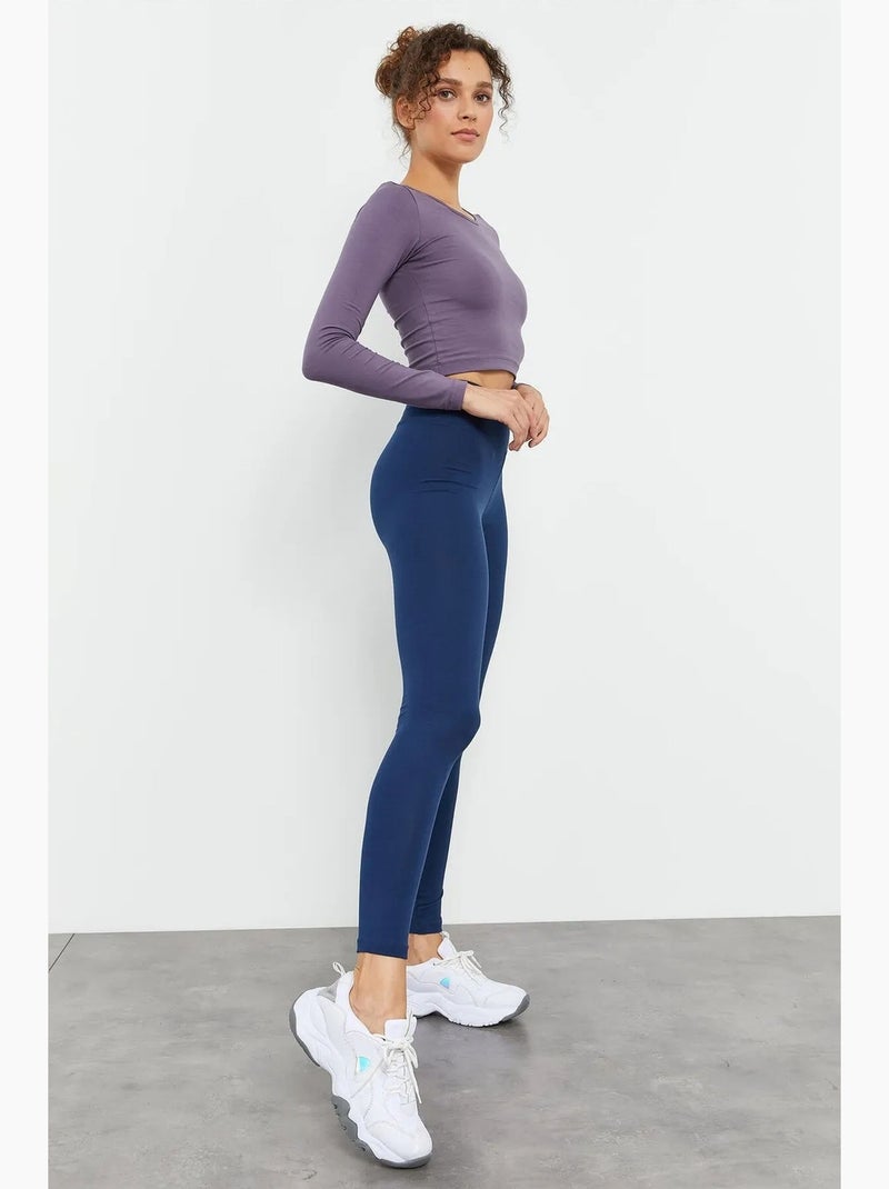 Legging taille haute en coton et élasthanne tommy Bleu marine - Kiabi