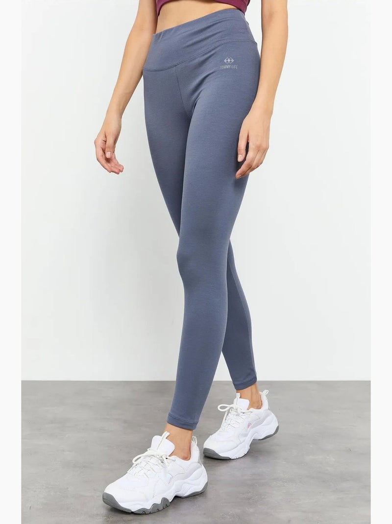 Legging taille haute en coton et élasthanne tommy Bleu saphir - Kiabi