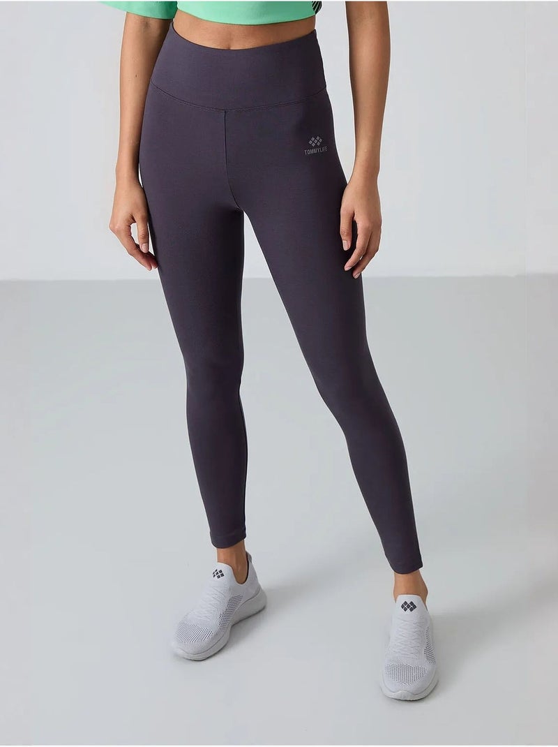 Legging taille haute en coton et élasthanne tommy Gris foncé - Kiabi