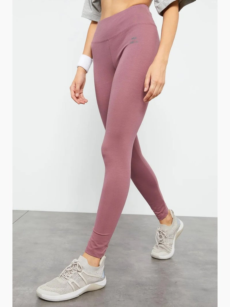 Legging taille haute en coton et élasthanne tommy Mauve - Kiabi