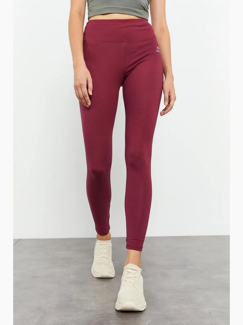 Legging taille haute en coton et élasthanne tommy Rouge bordeaux - Kiabi
