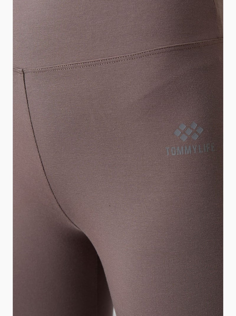 Legging taille haute en coton et élasthanne tommy Taupe - Kiabi