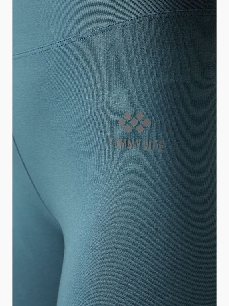 Legging taille haute en coton et élasthanne tommy Vert - Kiabi