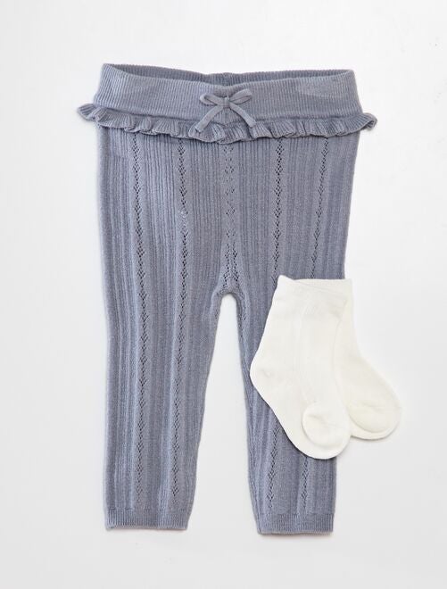 Legging tricot en maille ajourée + chaussettes - Kiabi