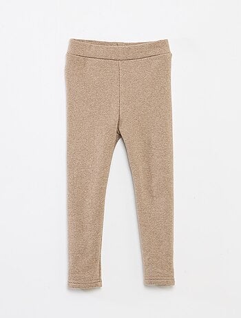 Legging tricot gratté en coton uni