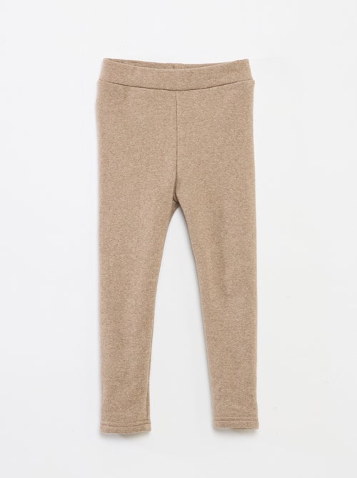 Legging tricot gratté en coton uni - Kiabi