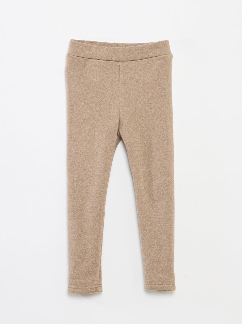 Legging tricot gratté en coton uni Beige - Kiabi