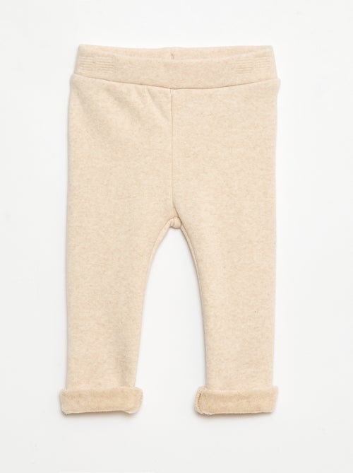 Legging tricot gratté en coton uni - Kiabi