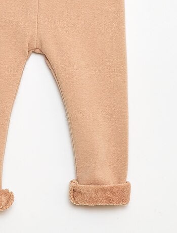 Legging tricot gratté en coton uni