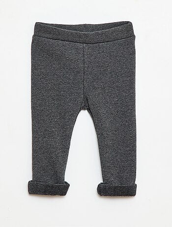 Legging tricot gratté en coton uni