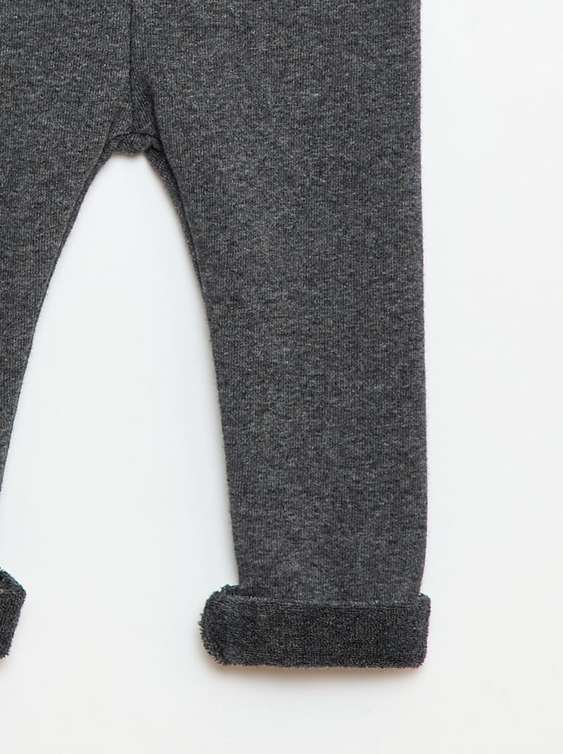 Legging tricot gratté en coton uni Gris - Kiabi