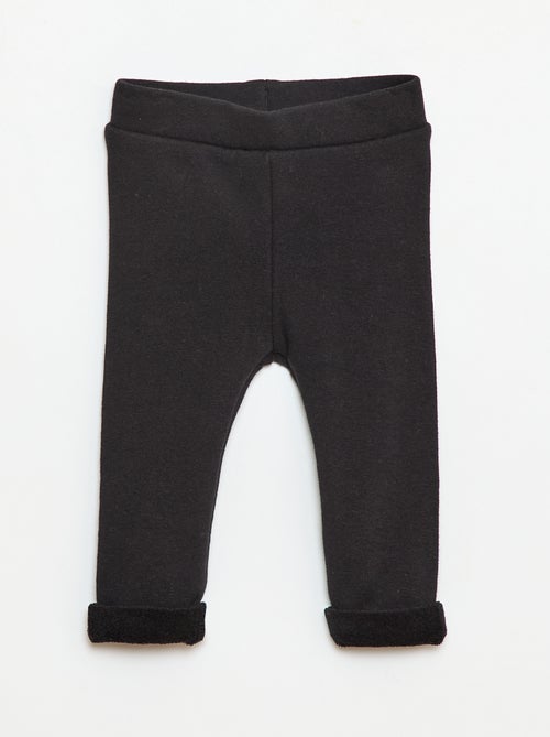 Legging tricot gratté en coton uni - Kiabi