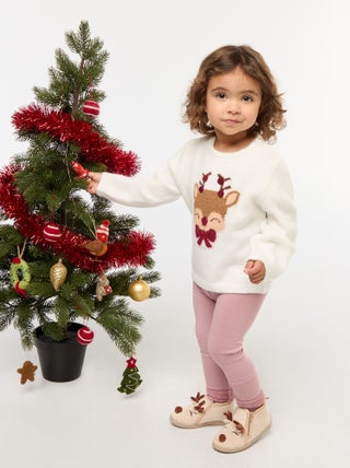 Legging tricot gratté en coton uni