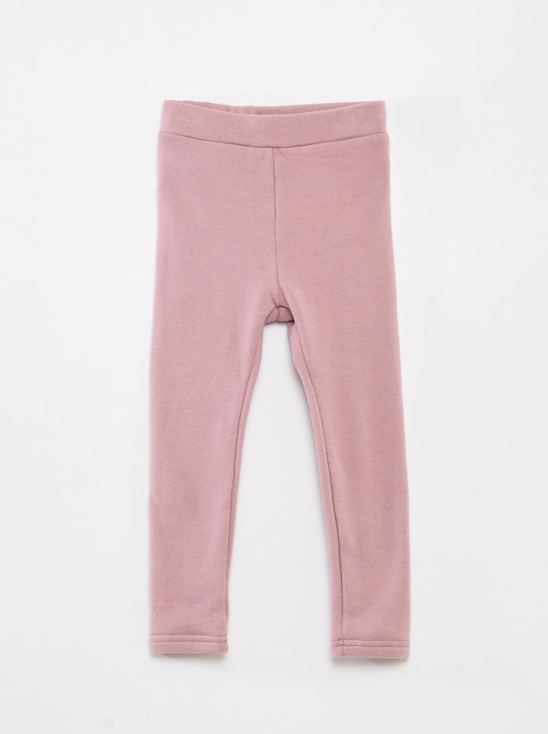 Legging tricot gratté en coton uni Rose - Kiabi