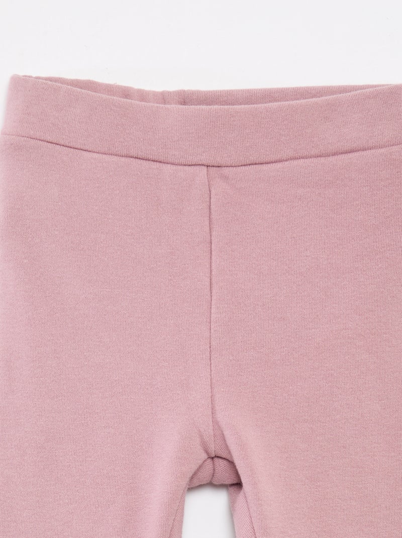Legging tricot gratté en coton uni Rose - Kiabi