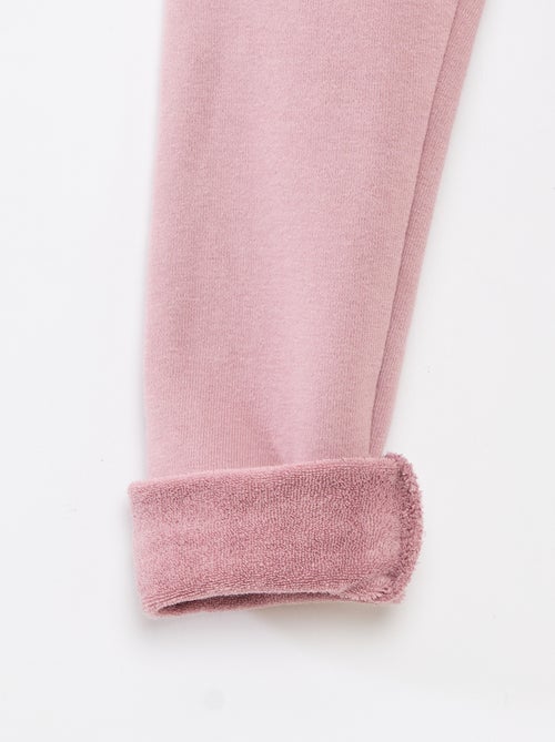 Legging tricot gratté en coton uni - Kiabi