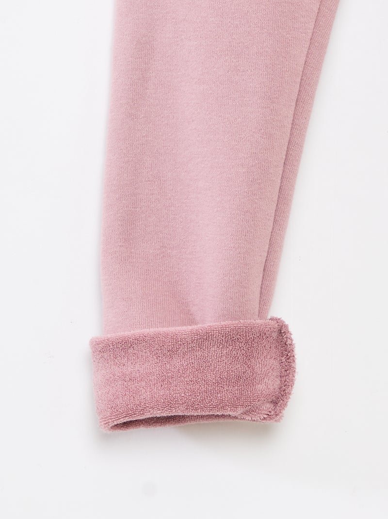Legging tricot gratté en coton uni Rose - Kiabi