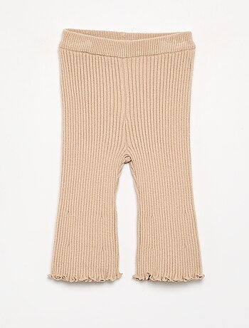 Legging uni en maille côtelée