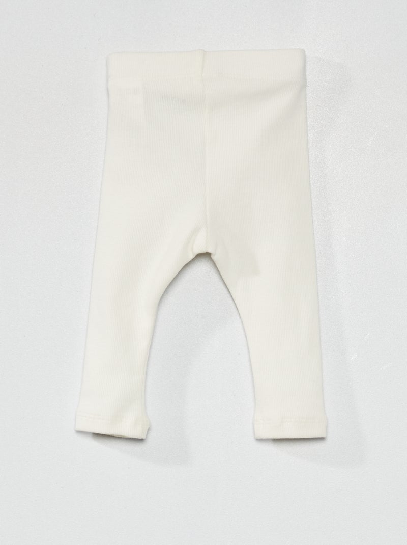 Legging uni en maille côtelée blanc - Kiabi