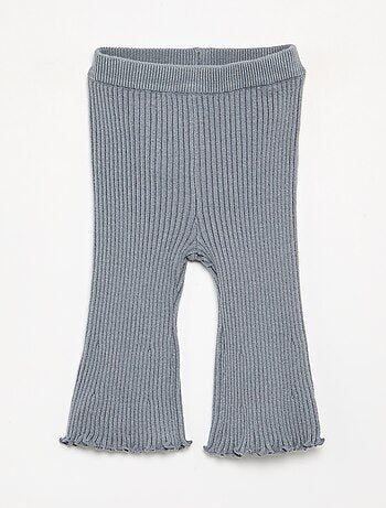 Legging uni en maille côtelée