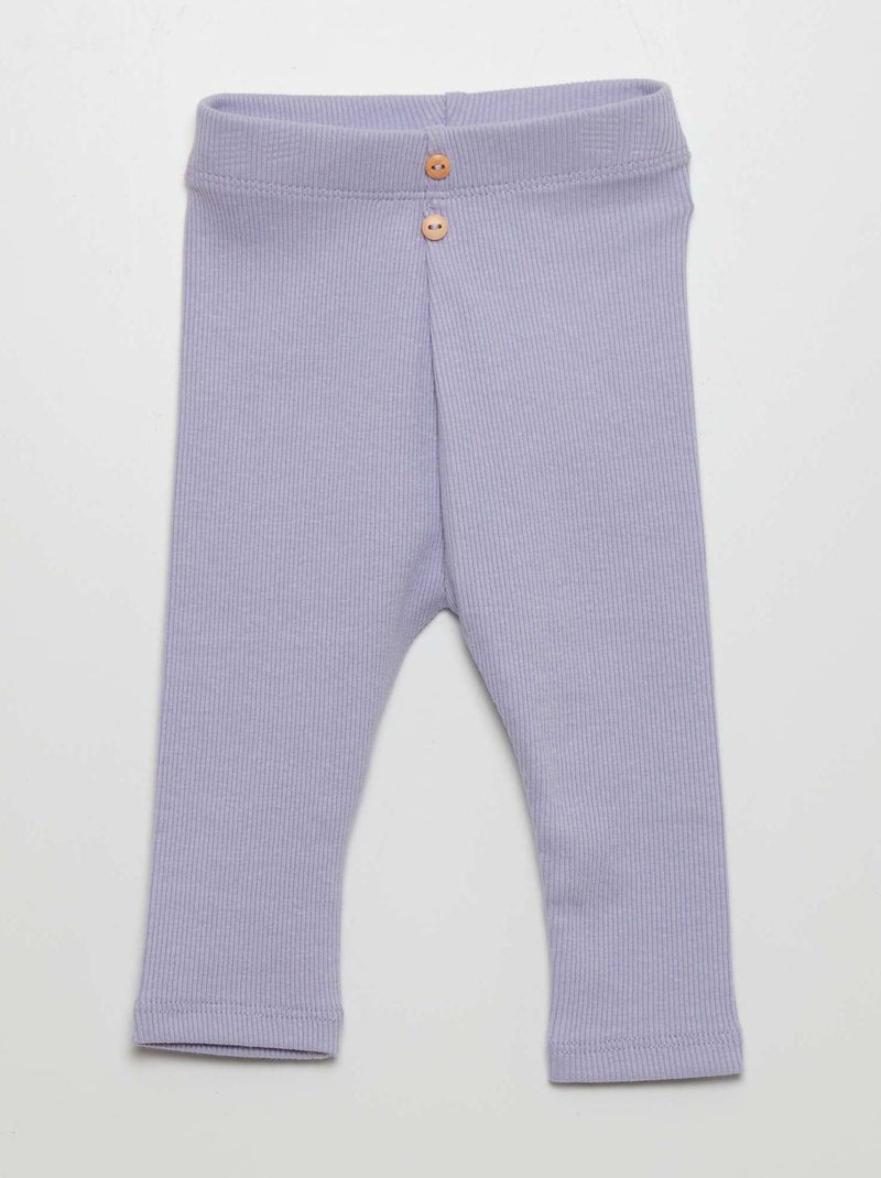 Legging uni en maille côtelée Bleu - Kiabi