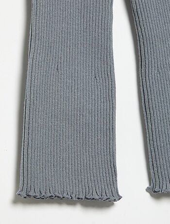Legging uni en maille côtelée