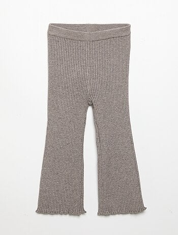 Legging uni en maille côtelée