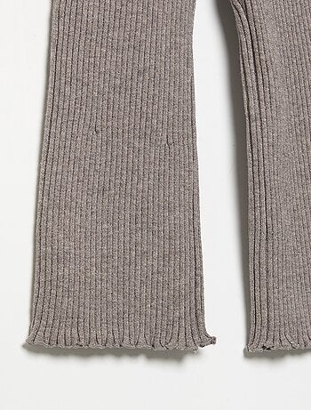 Legging uni en maille côtelée