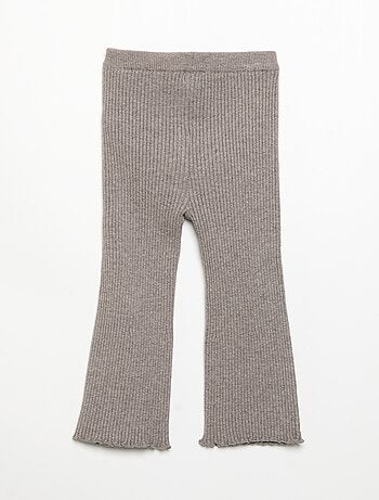 Legging uni en maille côtelée