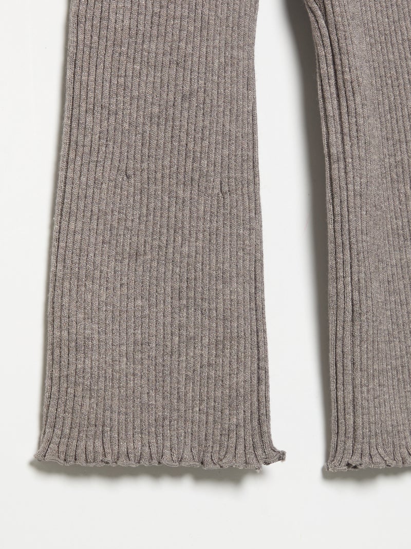 Legging uni en maille côtelée Marron - Kiabi