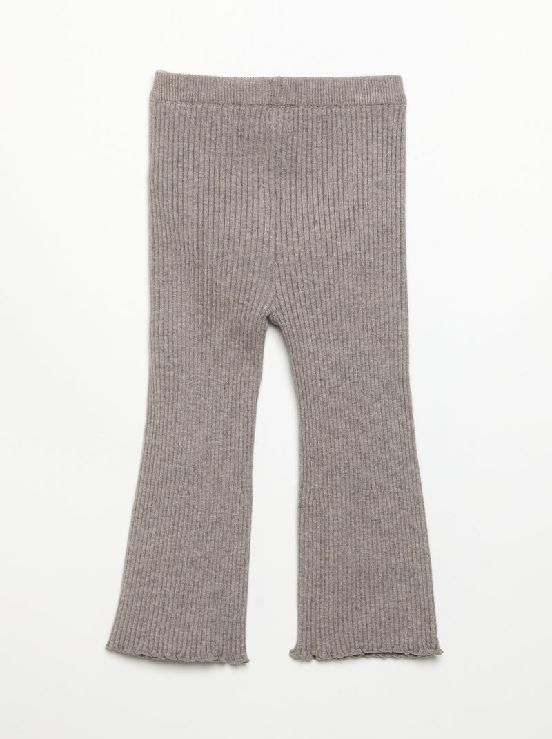 Legging uni en maille côtelée Marron - Kiabi