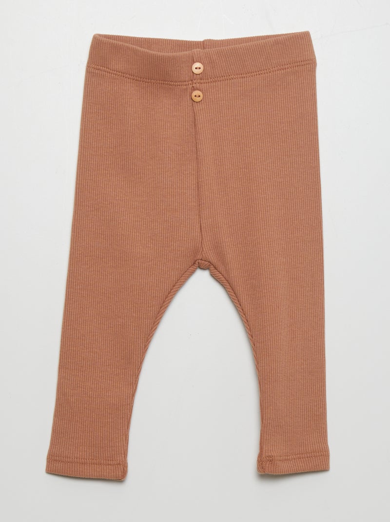 Legging uni en maille côtelée Marron - Kiabi
