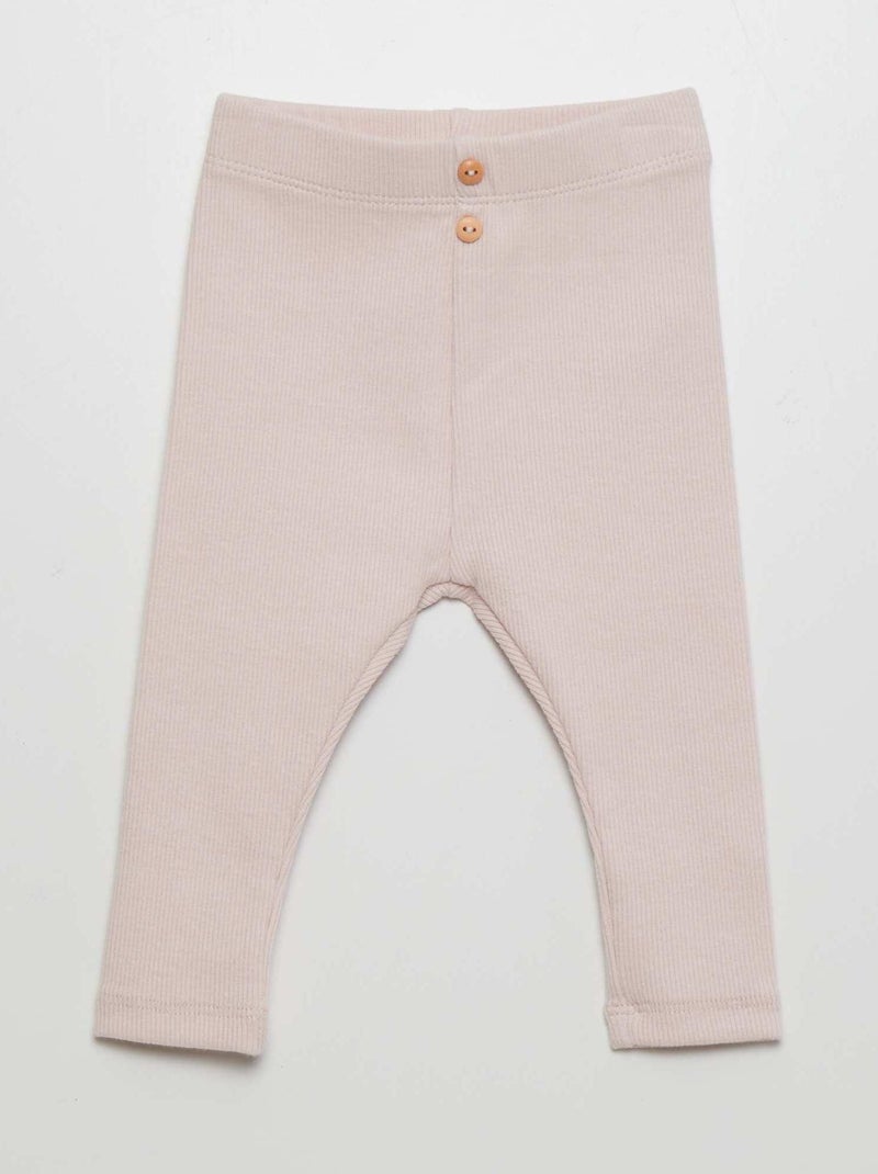 Legging uni en maille côtelée Rose - Kiabi