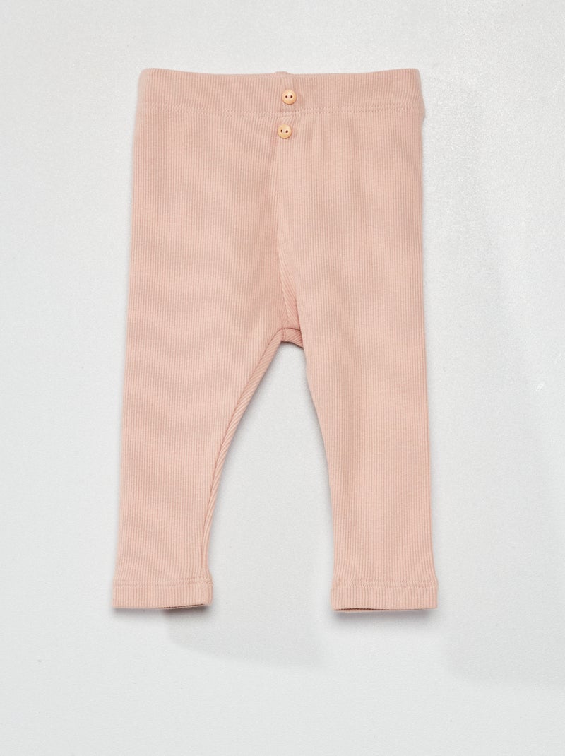 Legging uni en maille côtelée Rose - Kiabi
