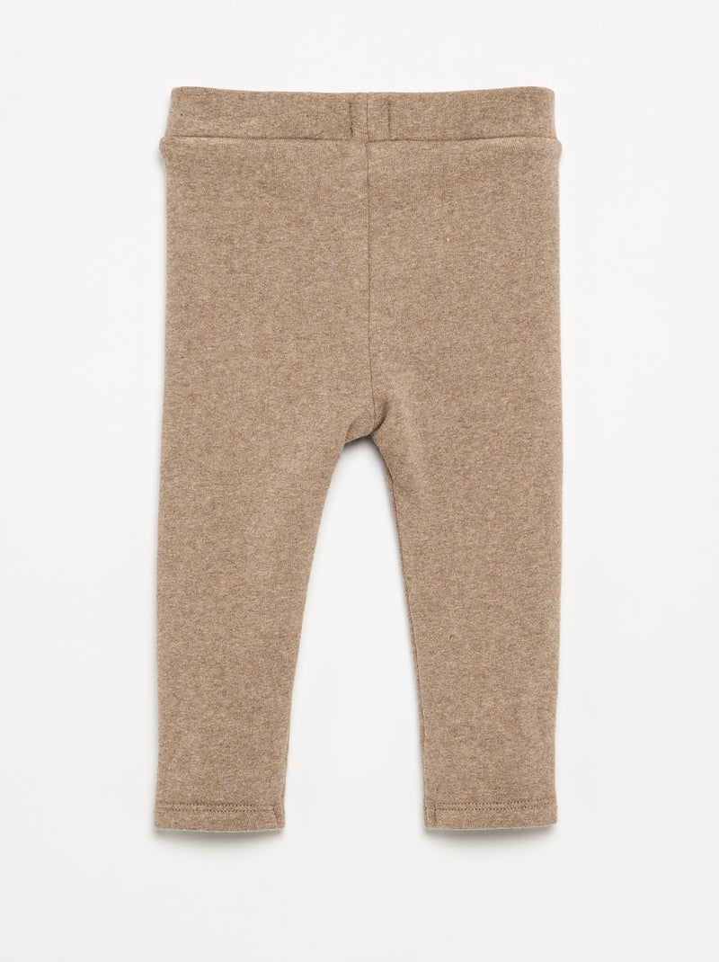 Legging uni en tricot gratté Beige - Kiabi