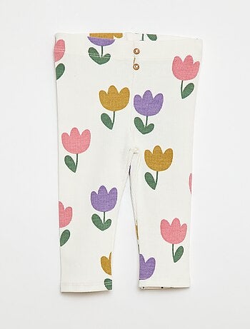 Leggings long côtelé à motif