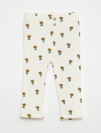Leggings long côtelé à motif