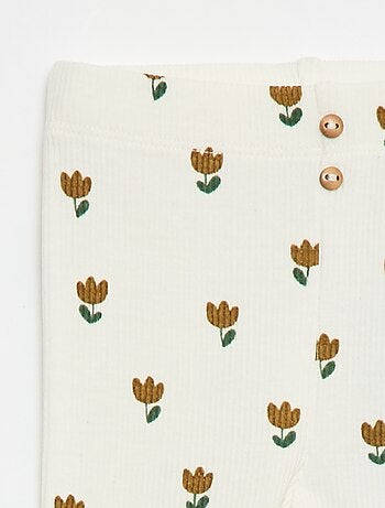 Leggings long côtelé à motif