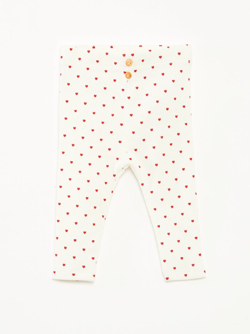 Leggings long côtelé à motif Blanc - Kiabi