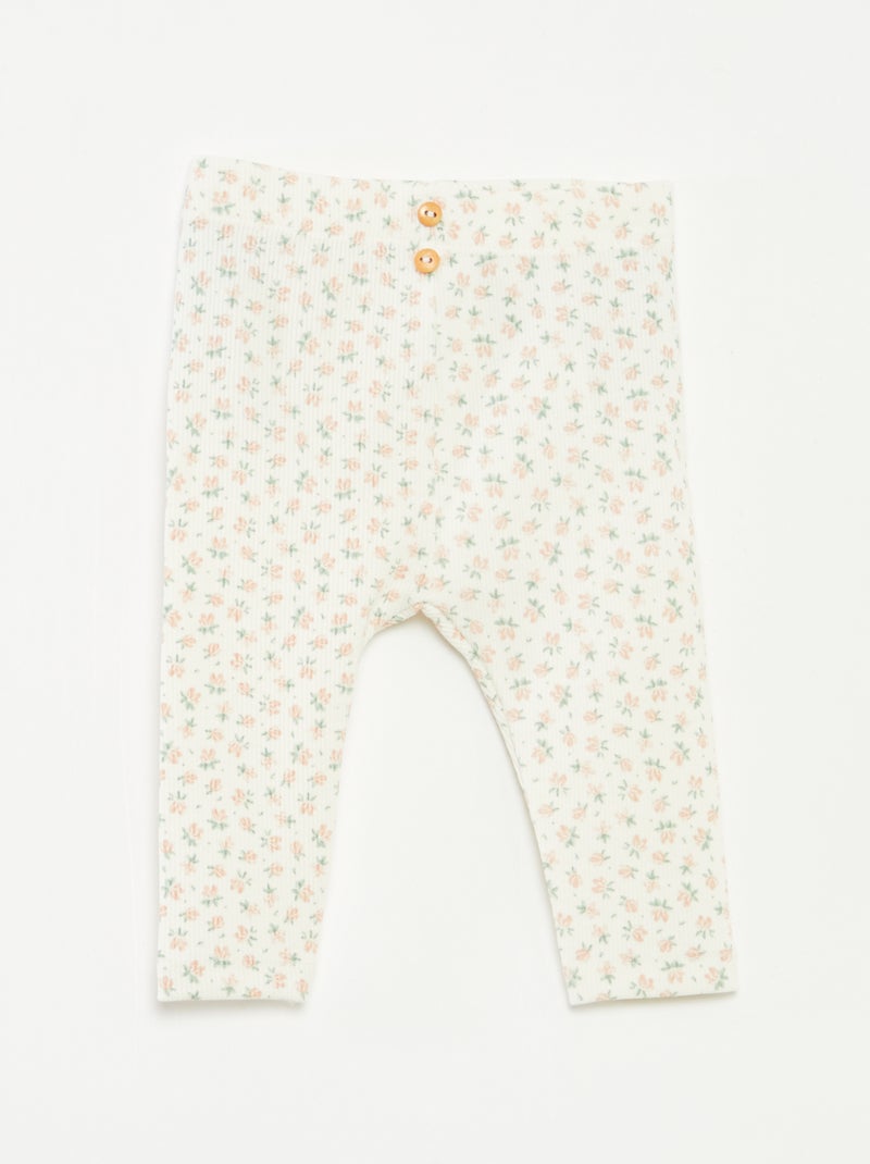 Leggings long côtelé à motif Blanc - Kiabi