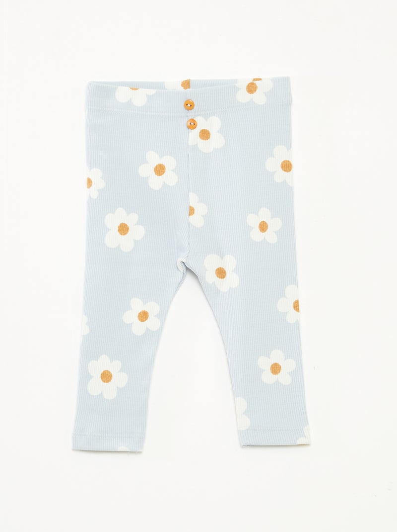 Leggings long côtelé à motif Bleu - Kiabi