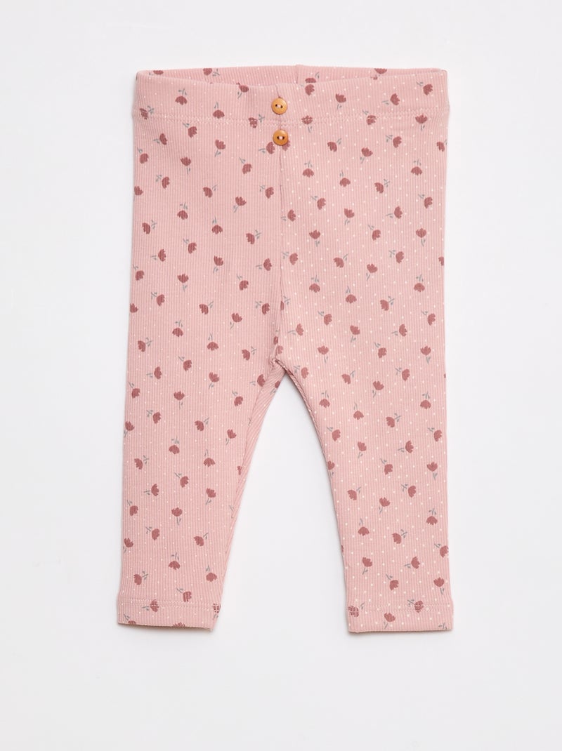 Leggings long côtelé à motif Rose - Kiabi