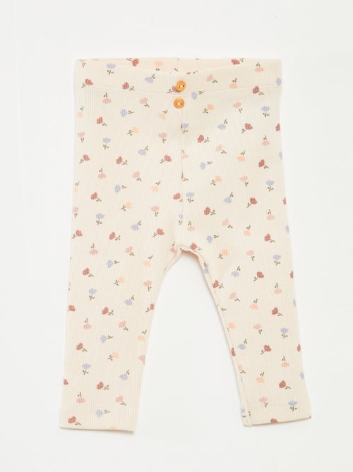 Leggings long côtelé à motif - Kiabi