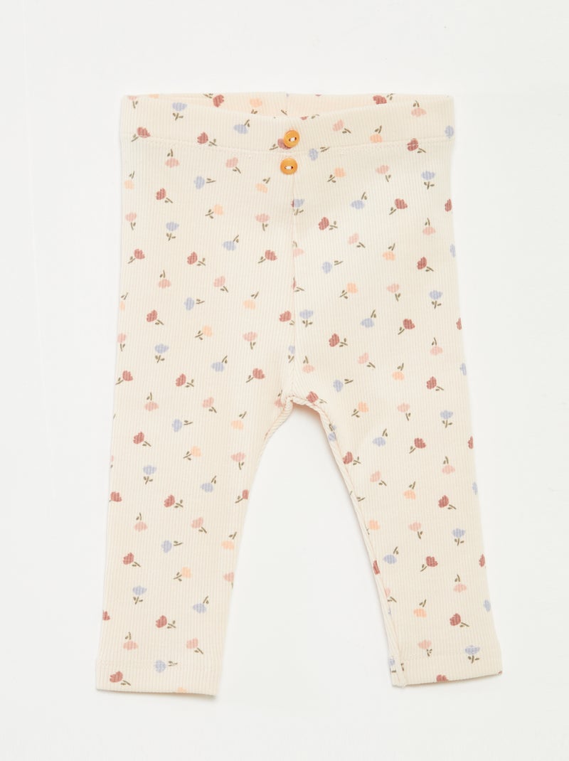 Leggings long côtelé à motif Rose - Kiabi